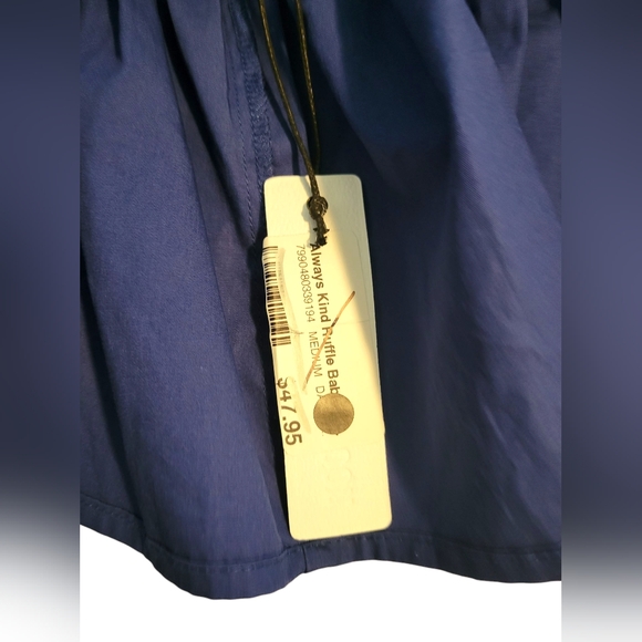 Day + Moon Blue Flutter Sleeve Ruffled Blouse - Picture 7 of 9